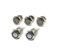 Interrupteur à bouton-poussoir métallique LED 12 mm, interrupteur d'alimentation momentané 5 V/12 V/24 V, 1 pièce(Bule Led,MOMENTARY_RING_12-24V)