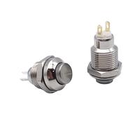 Interrupteur à bouton-poussoir métallique, trou de panneau de 10 mm, rond, momentané/verrouillable, tête haute, 2 broches, équipement électrique, 1 NO, 3 A 250 V CA