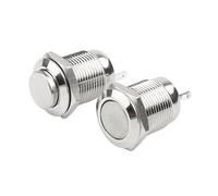 Interrupteur à bouton-poussoir métallique, trou de panneau de 12 mm, tête haute, 2 broches, rond, momentané/verrouillable, équipement électrique, 1 NO, 3 A 250 V CA