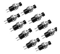 Interrupteur à Bouton Poussoir momentané 10PCS, Mini Interrupteur à Bouton Rond PBS-110 normalement Ouvert, Noir