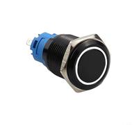 Interrupteur à bouton-poussoir momentané 22 mm en métal avec anneau LED, étanche IP66, résistant IK09, compatible avec les panneaux de commande électriques 12 V et 24 V et utilisation en extérieur
