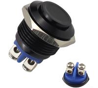 Interrupteur à bouton-poussoir momentané de 16 mm avec boîtier en métal à réinitialisation automatique et borne à vis pour intégration du système de contrôle (noir)