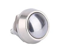 Interrupteur à bouton-poussoir momentané en laiton nickelé, coque métallique bombée, borne à vis momentanée, 12 mm, argent, avec petit interrupteur en caoutchouc, 10 pièces(Screw terminal,Flat head)
