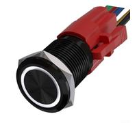 Interrupteur à bouton-poussoir momentané en métal de 22 mm avec lumière LED, indice IP67 pour résistance à l'eau et à la poussière, mécanisme de réinitialisation automatique 12 V avec contacts 1NO1NC