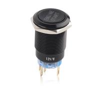 Interrupteur à Bouton-poussoir Momentané,Fydun 12V Universel Commutateur de Démarrage de Moteur Commutateur d'Allumage de Démarrage(Boîtier en Alliage d'Aluminium Zinc Noir)