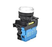 Interrupteur à bouton-poussoir momentané LA36M de 22 mm avec lumière LED 12 V 24 V 220 V, interrupteur à bouton-poussoir éclairé à loquet, ouverture/fermeture(White,MOMENTARY_1NC_220V)