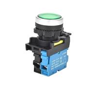 Interrupteur à bouton-poussoir momentané LA36M de 22 mm avec lumière LED 12 V 24 V 220 V, interrupteur à bouton-poussoir éclairé à loquet, ouverture/fermeture(Green,MOMENTARY_1NC_110V)