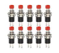 Interrupteur à bouton-poussoir momentané, réinitialisation, verrouillage par à-coups, interrupteur libre, 3 A, 220 V CA, normalement ouvert (NO), capuchon noir, rouge et vert(Red-10pcs)