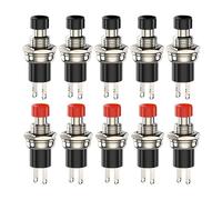 Interrupteur à bouton-poussoir momentané, réinitialisation, verrouillage par impulsion, 3 A, 220 V CA, SPST, normalement ouvert (NO), capuchon noir, rouge et vert(Mix color-10pcs)