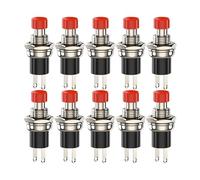 Interrupteur à bouton-poussoir momentané, réinitialisation, verrouillage par impulsion, 3 A, 220 V CA, SPST, normalement ouvert (NO), capuchon noir, rouge et vert(Red-10pcs)