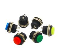Interrupteur à bouton-poussoir momentané SPST R13-507, sans capuchon rond rouge, AC 6A/125V 3A/250V, 6 couleurs, 12 pièces(12PCS EACH COLOR 2PC)