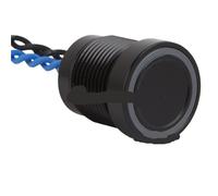 Interrupteur à bouton-poussoir piézo-électrique éclairé en acier inoxydable, 22 mm, argent, noir, aluminium (22 mm, PS223P10YSS1B24T)(Black aluminum,22MM MOMENTARY 10NO_LED COLOR RED_5V)