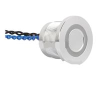 Interrupteur à bouton-poussoir piézo-électrique éclairé en acier inoxydable, 22 mm, argent, noir, aluminium (22 mm, PS223P10YSS1B24T)(Silver aluminum,22MM MOMENTARY 10NO_LED COLOR ORANGE_24V)