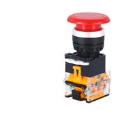 Interrupteur à bouton-poussoir rond à tête champignon avec lumière LED 12 V, 24 V, 220 V, 1 NO, 1 NC, for appareillage électrique(Red No Light,Momentary,220V)