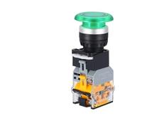 Interrupteur à bouton-poussoir rond à tête champignon avec lumière LED 12 V, 24 V, 220 V, 1 NO, 1 NC, for appareillage électrique(Green With Light,Latching,380V)