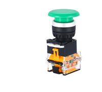 Interrupteur à bouton-poussoir rond à tête champignon avec lumière LED 12 V, 24 V, 220 V, 1 NO, 1 NC, for appareillage électrique(Green No Light,Momentary,12V)