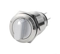 Interrupteur à bouton-poussoir rotatif 19 mm, contrôle de verrouillage, 3 positions, 2NO2NC, 12 24 V, indicateur LED, corps en acier inoxydable (blanc)