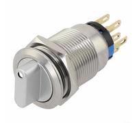 Interrupteur à bouton-poussoir rotatif 19 mm de type momentané 3 positions 2NO2NC contacts argentés 36 V tension nominale IP66 étanche pour usage marin et industriel (blanc)