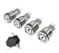Interrupteur à bouton-poussoir rotatif à clé en métal, 19 mm, 22 mm, étanche, verrouillage automatique, 2/3 positions, 1NO, 1NC, 2NO, 2NC, 12 V(22mm 3 position,1NO1NC_WHITE_12-24V)