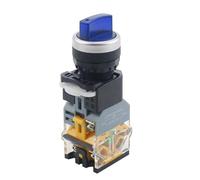 Interrupteur à bouton-poussoir rotatif avec voyant lumineux, 22 mm, 2 positions, 3 positions, verrouillage, LED, tête rouge et verte, LA38-11XD/2, 4 pièces(Blue,2 POSITION (1NO 1NC)_220V)