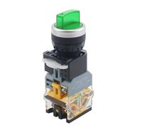 Interrupteur à bouton-poussoir rotatif avec voyant lumineux, 22 mm, 2 positions, 3 positions, verrouillage, LED, tête rouge et verte, LA38-11XD/2, 4 pièces(Green,2 POSITION (1NO 1NC)_380V)
