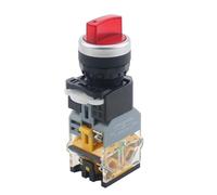 Interrupteur à bouton-poussoir rotatif avec voyant lumineux, 22 mm, 2 positions, 3 positions, verrouillage, LED, tête rouge et verte, LA38-11XD/2, 4 pièces(Red,3 POSITION (2NO)_24V)