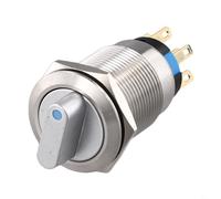Interrupteur à bouton-poussoir rotatif en acier inoxydable de 19 mm, 3 positions 2NO2NC pour une performance fiable dans l'équipement (bleu)