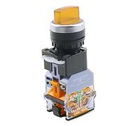 Interrupteur à bouton-poussoir rotatif LA38-11XD/2 avec lampe 22 MM 2 positions 3 positions verrouillage bouton LED commutateurs multicolore en option contacteur (Color : Yellow-2 Position, Size : 2