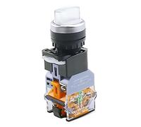 Interrupteur à bouton-poussoir rotatif LA38-11XD/2 avec lampe 22 MM 2 positions 3 positions verrouillage bouton LED commutateurs multicolore en option contacteur (Color : White-3 Position, Size : 24