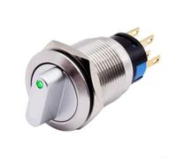 Interrupteur à bouton-poussoir rotatif momentané 19 mm 3 positions 2NO2NC 36 V tension nominale IP66 IK09 Protection en acier inoxydable pour usage marin et industriel (vert)