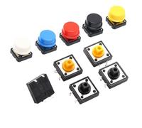 Interrupteur à bouton-poussoir tactile 12 x 12 x 7,3 mm, micro-interrupteur momentané, capuchon tactile, blanc, noir, jaune, bleu, rouge(20PCS 12x12x7.3Black)