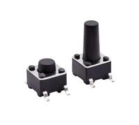 Interrupteur à bouton-poussoir tactile Lot de 100 micro-boutons-poussoirs tactiles 6 * 6 * 4/5/6/7/8/9/10 mm, noirs, 12 V, avec réinitialisation électronique.(H6.0mm 100pcs)