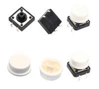 Interrupteur à bouton-poussoir tactile momentané 12 x 12 x 7,3 mm, micro-interrupteur avec bouton, blanc, noir, jaune, bleu, rouge, kit 12 x 12 x 7,3 mm(20Set White)