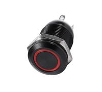 Interrupteur à Bouton-poussoir, Voiture 12Mm Lumière LED Interrupteur à Bouton-poussoir momentané Bascule Boîtier Noir 2A, Poussée de Voiture 12V (rouge)