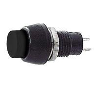 Interrupteur à bouton unipolaire avec bouton noir, trou de montage diamètre 12 mm - 250 V 1 A