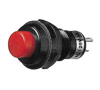 Interrupteur à bouton unipolaire avec bouton rouge, trou de montage diamètre 10 mm - 250 V 1 A