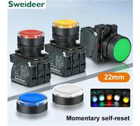 Interrupteur à bouton XB4 avec LED 22mm, bouton poussoir momentané à réinitialisation automatique avec lumière 12V 24V 220V 10A 1NO 1NC 2NO Rouge Vert Green No Light