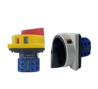 Interrupteur à came rotatif 690 V 20 A avec cadenas et grand panneau, arrêt/marche, 2 positions, 4 pôles, 8 bornes, sélecteur principal, arrêt d'urgence(Yellow Panel)