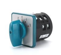 Interrupteur à came rotatif General Electric LW6D-5/C033.2 5A, 4 positions, 2-0-1-3, panneau bleu, 12 bornes à vis.