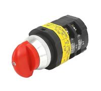 Interrupteur à cames rotatif trois positions, bipolaire et 8 bornes vis, poignée rouge, SZW25-30D/2, 25 A