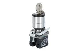 Interrupteur à clé à bouton 22 mm XB4-BD21 BD33 BD23 BG21 BG33 2/3 positions 1NO/2NO/1NO1NC Bouton de sélection à verrouillage automatique Interrupteur à double bouton-poussoir(Black,1NO1NC_12V)