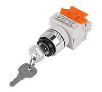 Interrupteur ommutateur Rotatif à clé à 2 positions LAY37-11Y/21 220V 5A, Commutateur de Verrouillage, Sélecteur rotatif Trou de montage de 22 mm avec 2 clés