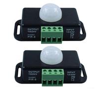 Interrupteur à détecteur de mouvement, capteur PIR LED pour bande LED flexible, retard réglable de 1 à 10 min, portée de 5 m, champ de vision 60°, compatible DC12 V/24 V, noir ou blanc