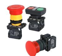 Interrupteur à double bouton XB4 avec lumière, 22 mm, bouton d'arrêt d'urgence, bouton-poussoir à réinitialisation automatique momentanée, 10 A(Double with LED A,2NC_220 V)