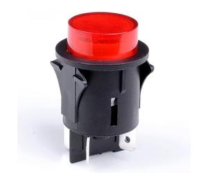 Interrupteur à encastrer Ø 25 mm 250 V 16 A Rouge, Lumineux, Cosses 6,3 mm