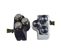 interrupteur à klaxon Interrupteur de moto en aluminium, 22mm, avec bouton klaxon commande, phare, 4 combinaisons fonctions Interrupteurs de moto(Silvery 1)