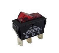 Interrupteur automobile, interrupteur à bascule 3 pôles 12V/20A rouge 2 positions MARCHE/ARRÊT éclairé