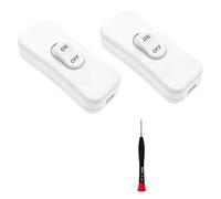 Interrupteur Bipolaire 250V, Lot de 2 Interrupteurs en Ligne avec Tournevis, Interrupteur Lampe de Chevet ou Appareil Électrique, Câble Rond ou Plat à Conducteurs, Sécurité Domestique, Blanc