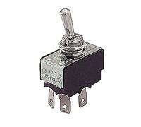 Interrupteur bipolaire à levier DPST bipolaire ON-OFF avec bornes faston 6,35 mm, trou de montage diamètre 12 mm, 250 V 10 A
