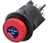 Interrupteur Bipolaire Rouge Lumineux 16A Ø 24 mm Corps Noir - MONTERAL